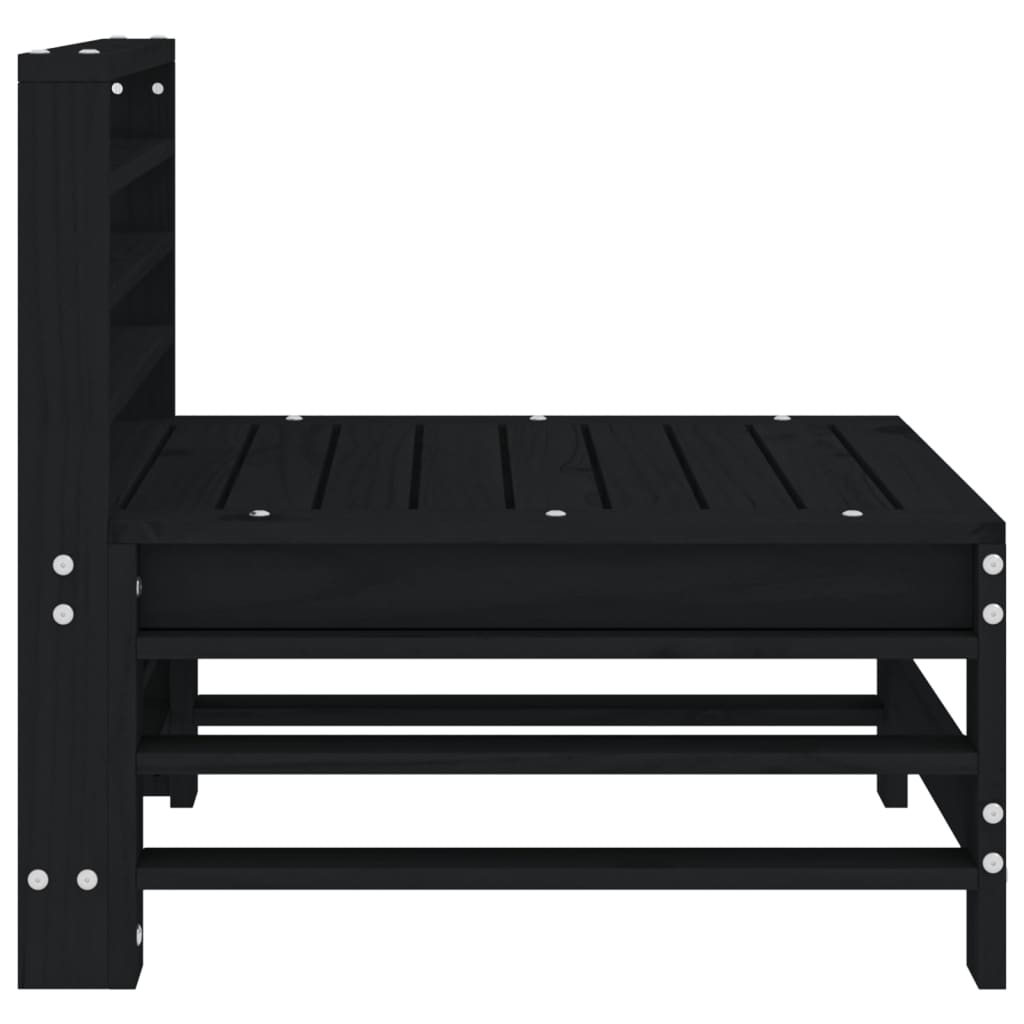 vidaXL Garden Middle Sofa Black Solid Wood Pine 5