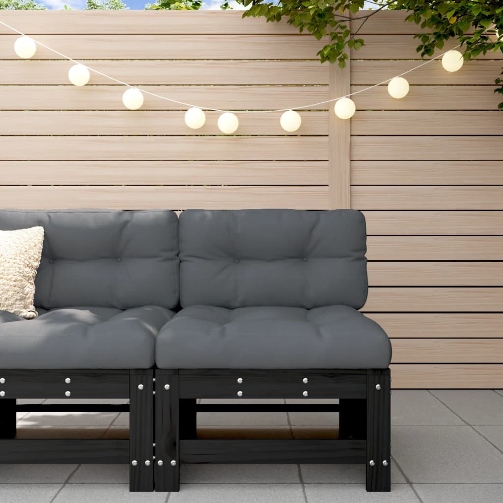 vidaXL Garden Middle Sofa Black Solid Wood Pine 1