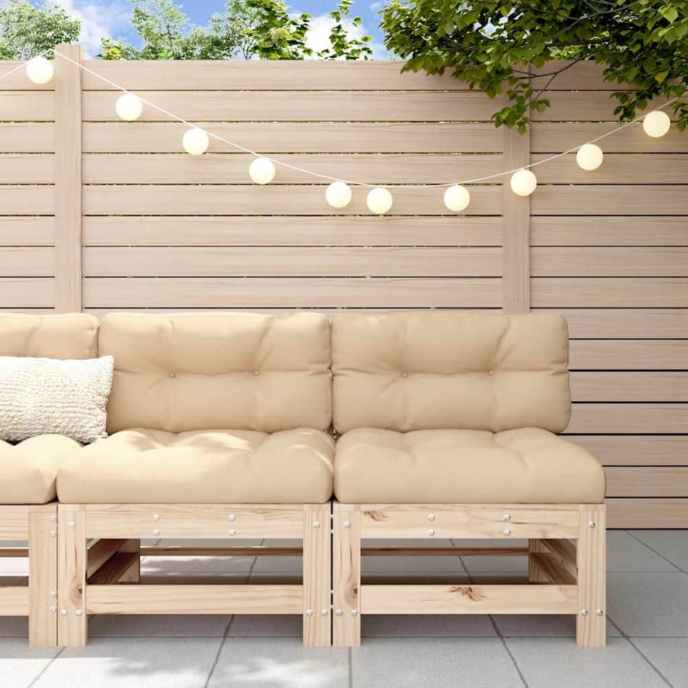 Garden Middle Sofas 2 pcs Solid Wood Pine Middle Sofa (2 pcs) Natural pine