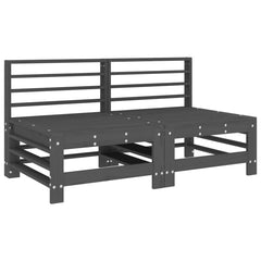 vidaXL Garden Middle Sofas 2 pcs Grey Solid Wood Pine 2