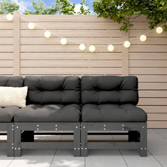 vidaXL Garden Middle Sofas 2 pcs Grey Solid Wood Pine 1