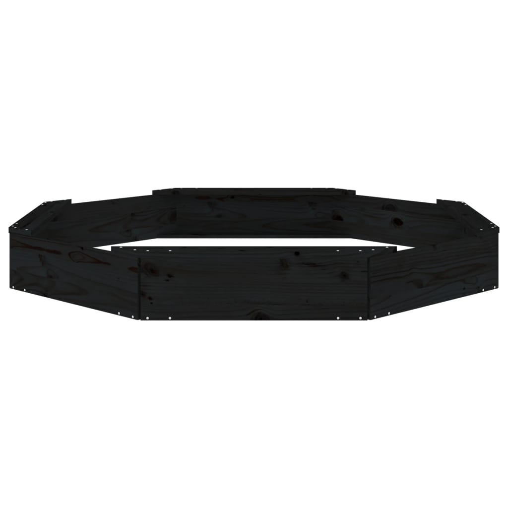 vidaXL Sandbox with Seats Black Octagon Solid Wood Pine 4