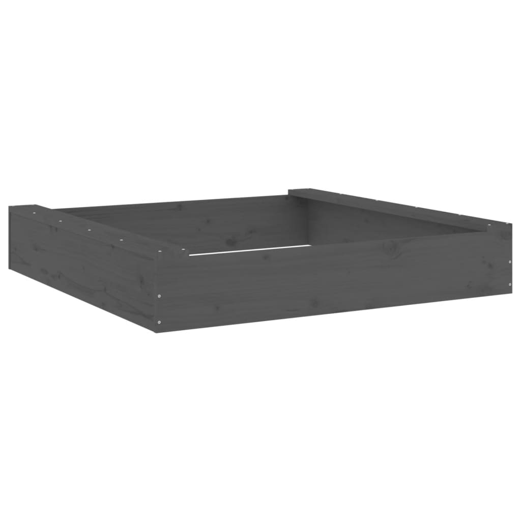 vidaXL Sandbox with Seats Grey Square Solid Wood Pine 2