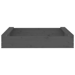 vidaXL Sandbox with Seats Grey Square Solid Wood Pine 4
