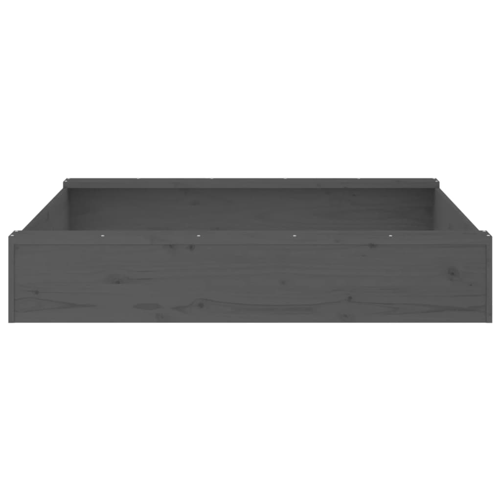 vidaXL Sandbox with Seats Grey Square Solid Wood Pine 5