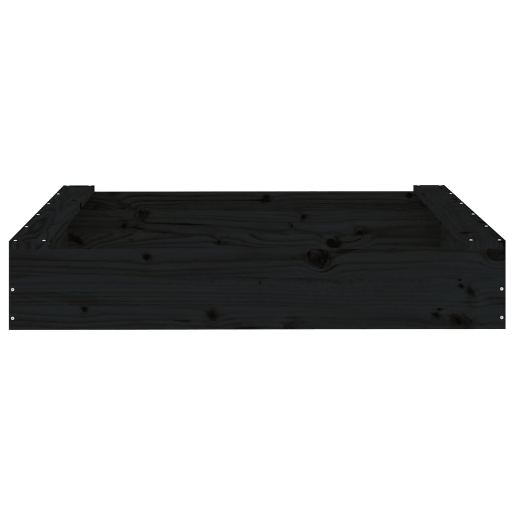 vidaXL Sandbox with Seats Black Square Solid Wood Pine 4