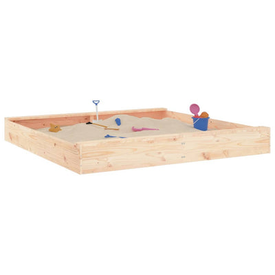 Sandbox with Seats Square Solid Wood Pine