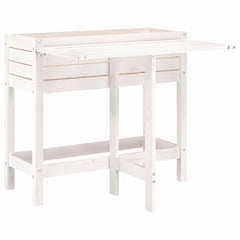vidaXL Garden Planter with Folding Tabletop White Solid Wood Pine 2