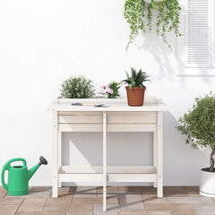 vidaXL Garden Planter with Folding Tabletop White Solid Wood Pine 3