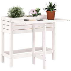 vidaXL Garden Planter with Folding Tabletop White Solid Wood Pine 1