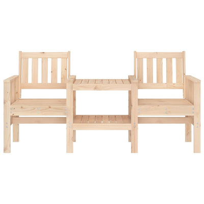 Garden Bench with Table 2-Seater Solid Wood Pine