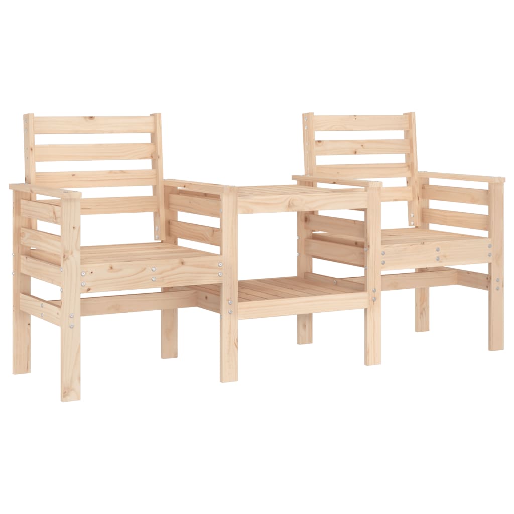 vidaXL Garden Bench with Table 2-Seater Solid Wood Pine 2