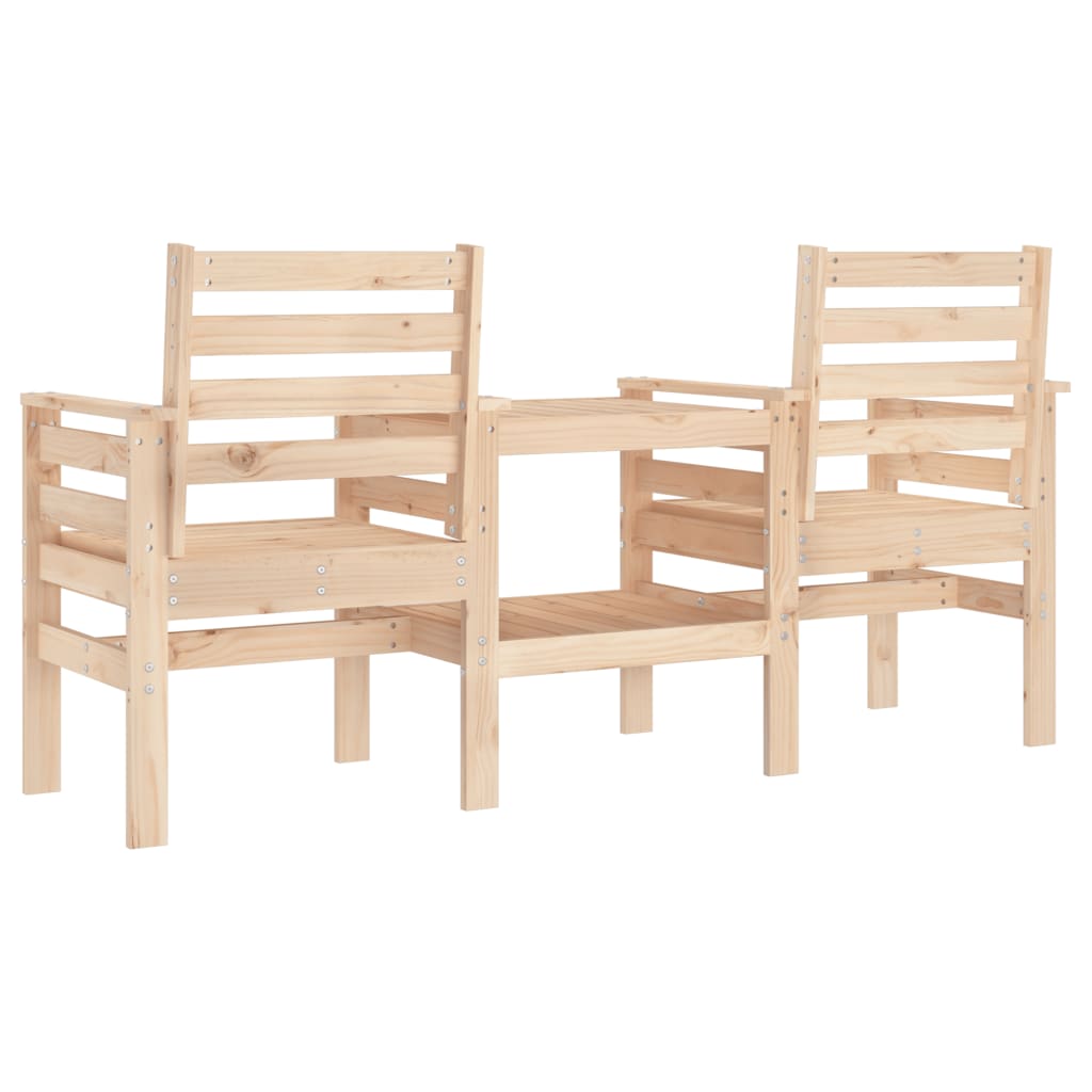 vidaXL Garden Bench with Table 2-Seater Solid Wood Pine 5