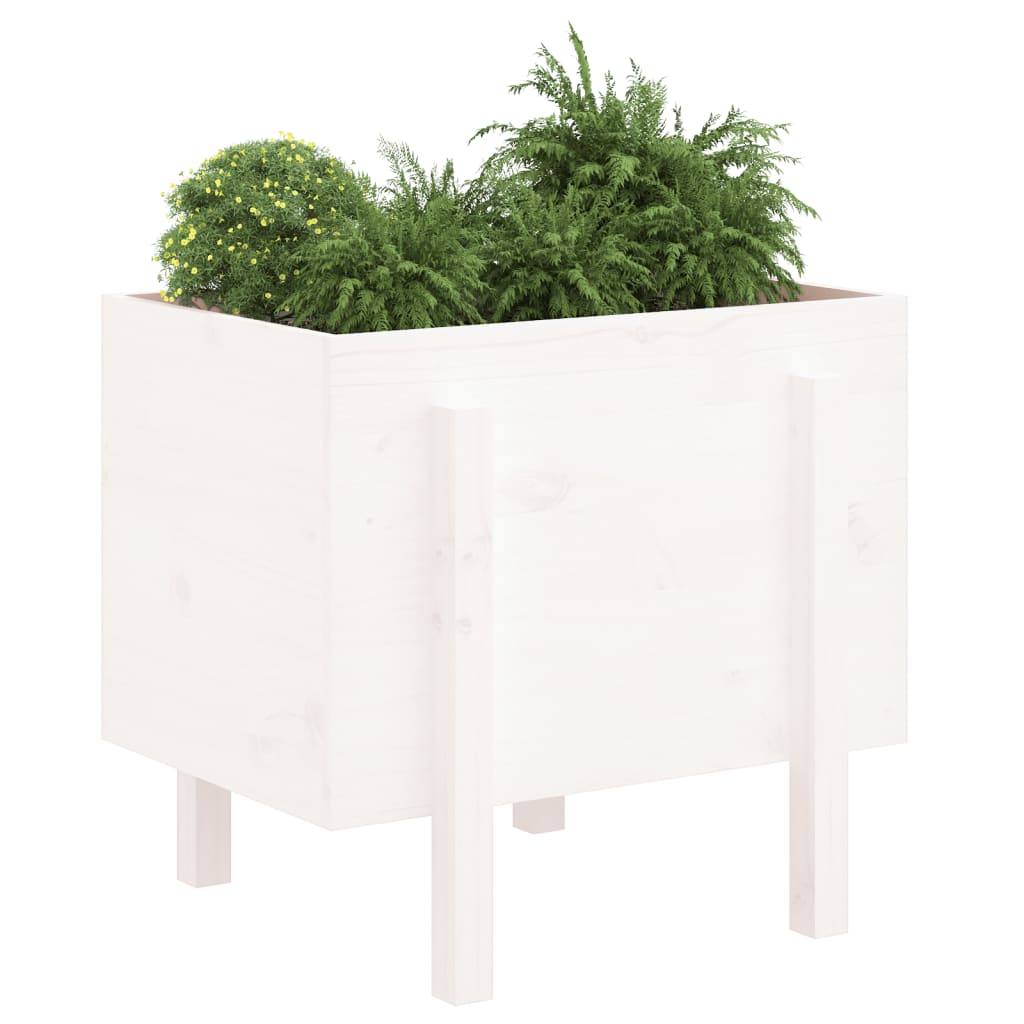 vidaXL Garden Planter White 62x50x57 cm Solid Wood Pine 3