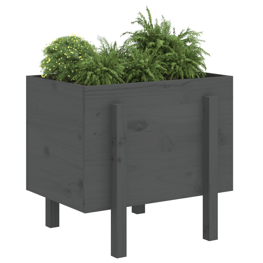vidaXL Garden Planter Grey 62x50x57 cm Solid Wood Pine 3