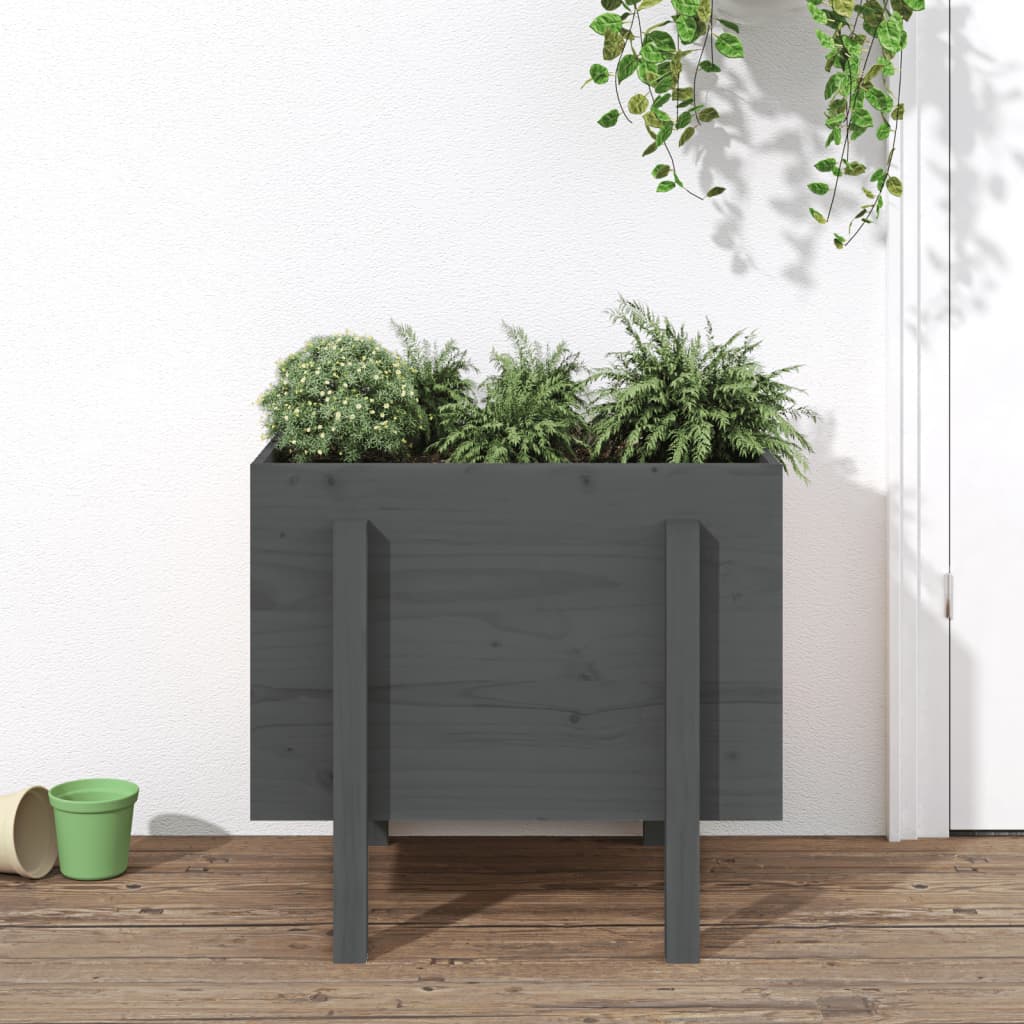 vidaXL Garden Planter Grey 62x50x57 cm Solid Wood Pine 1