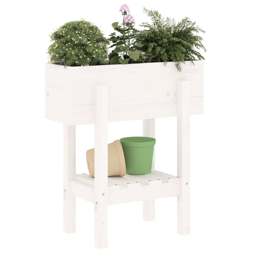 vidaXL Garden Planter White 62x30x69 cm Solid Wood Pine 3
