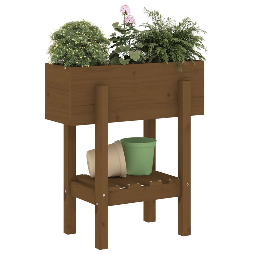 vidaXL Garden Planter Honey Brown 62x30x69 cm Solid Wood Pine 3