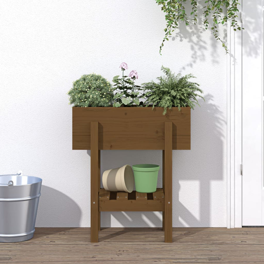 vidaXL Garden Planter Honey Brown 62x30x69 cm Solid Wood Pine 1