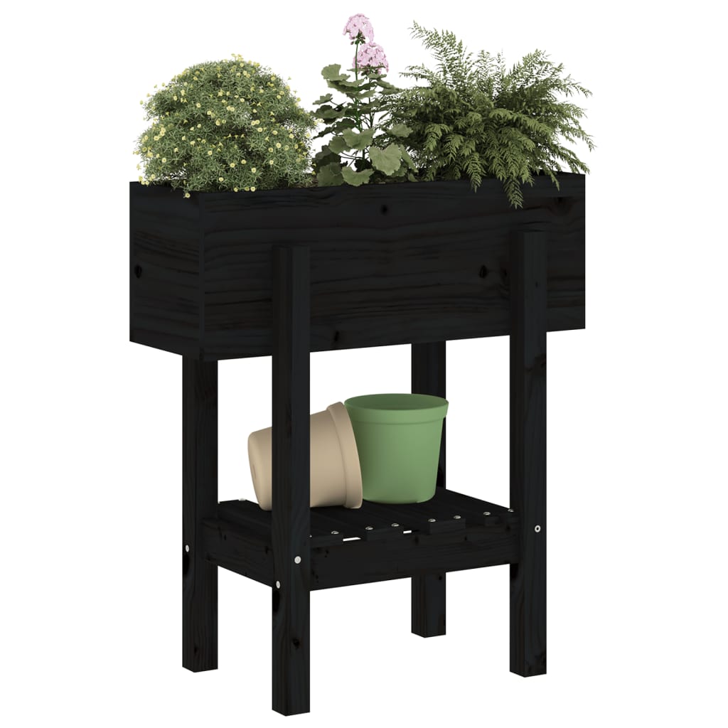 vidaXL Garden Planter Black 62x30x69 cm Solid Wood Pine 3