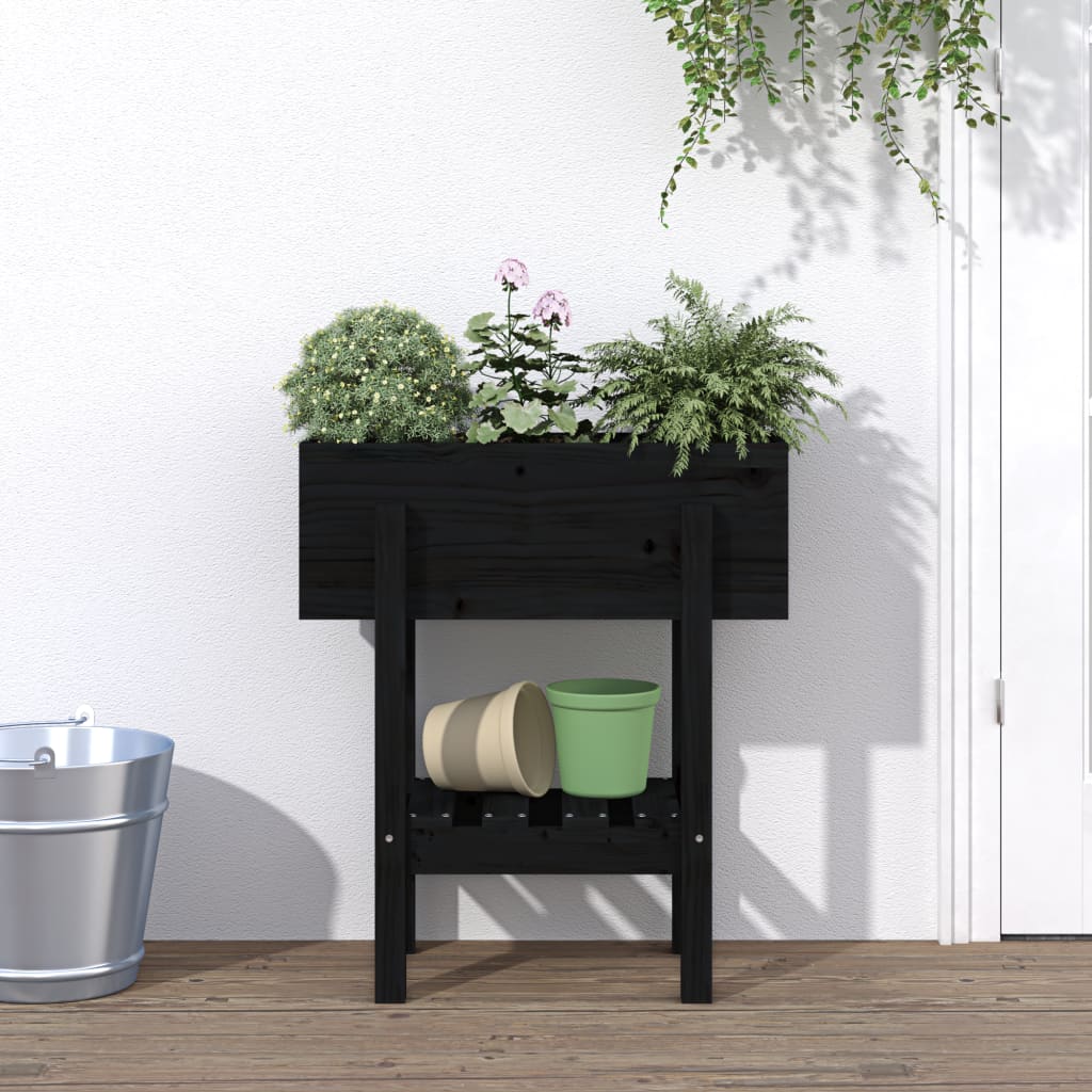 vidaXL Garden Planter Black 62x30x69 cm Solid Wood Pine 1