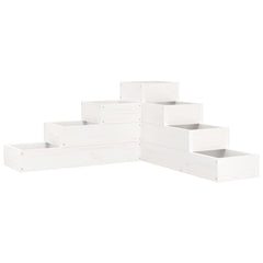 vidaXL Garden Planter 4-Tier 80.5x79x36 cm White Solid Wood Pine 2