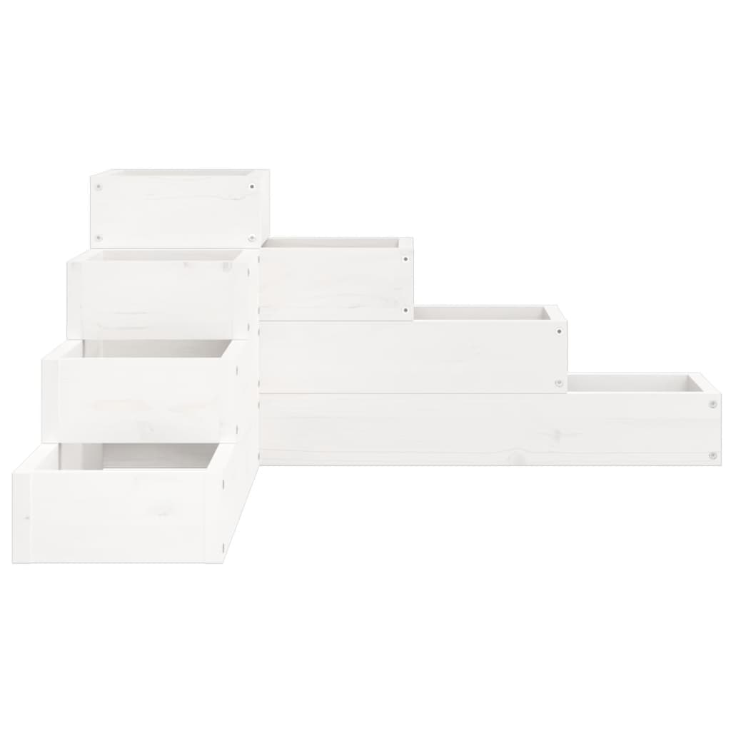 vidaXL Garden Planter 4-Tier 80.5x79x36 cm White Solid Wood Pine 5