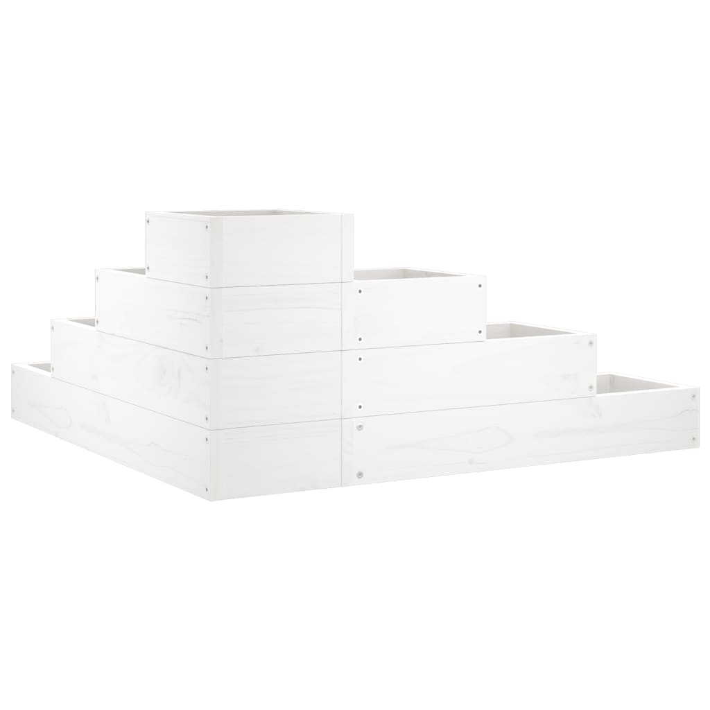 vidaXL Garden Planter 4-Tier 80.5x79x36 cm White Solid Wood Pine 6