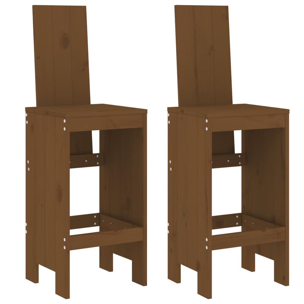 Bar Stools 2 pcs Solid Wood Pine Honey brown pine 120 cm 42 cm