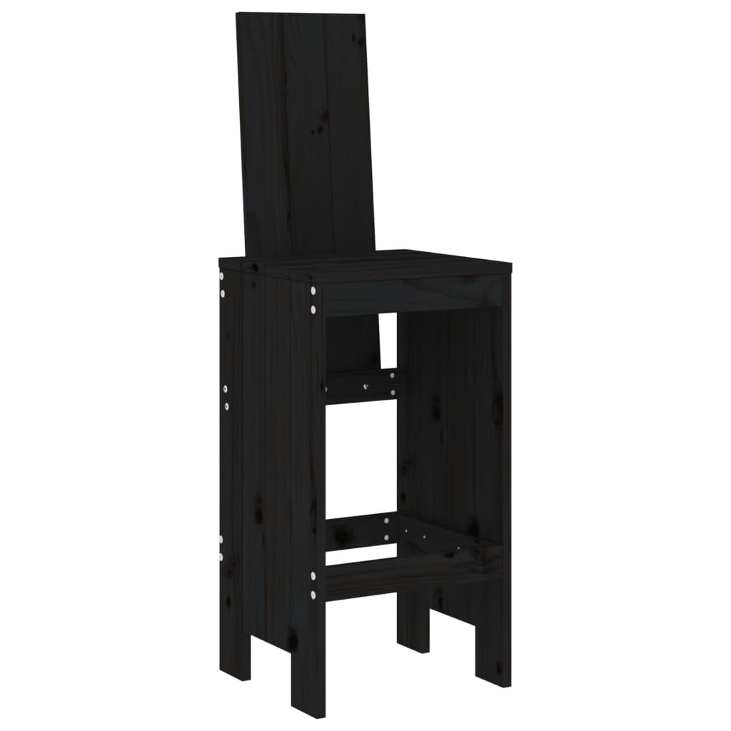 Bar Stools 2 pcs Solid Wood Pine Black pine 120 cm 42 cm
