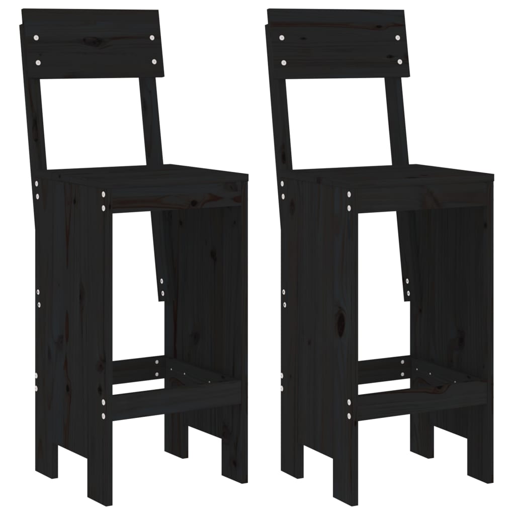 Bar Stools 2 pcs Solid Wood Pine Black pine 115.5 cm 48.5 cm