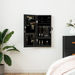 vidaXL Mirror Jewellery Cabinet Wall Mounted Black 30x8.5x67 cm 1
