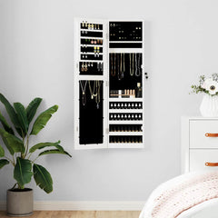 Mirror Jewellery Cabinet Wall Mounted 30x8,5x106 cm White