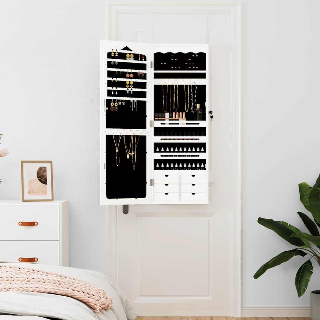 vidaXL Mirror Jewellery Cabinet Wall Mounted White 37,5x10x106 cm 3