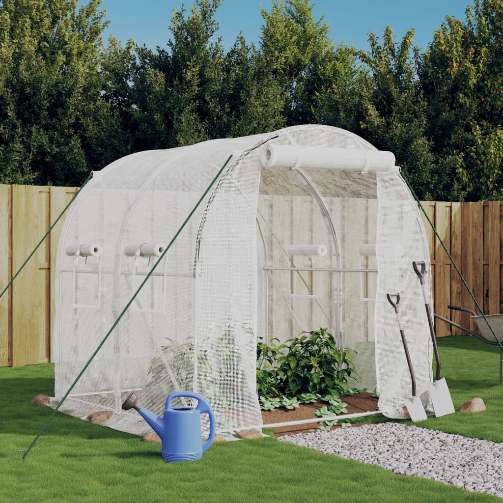 Greenhouse with Steel Frame 8 m² White 2 x 2 x 2 m