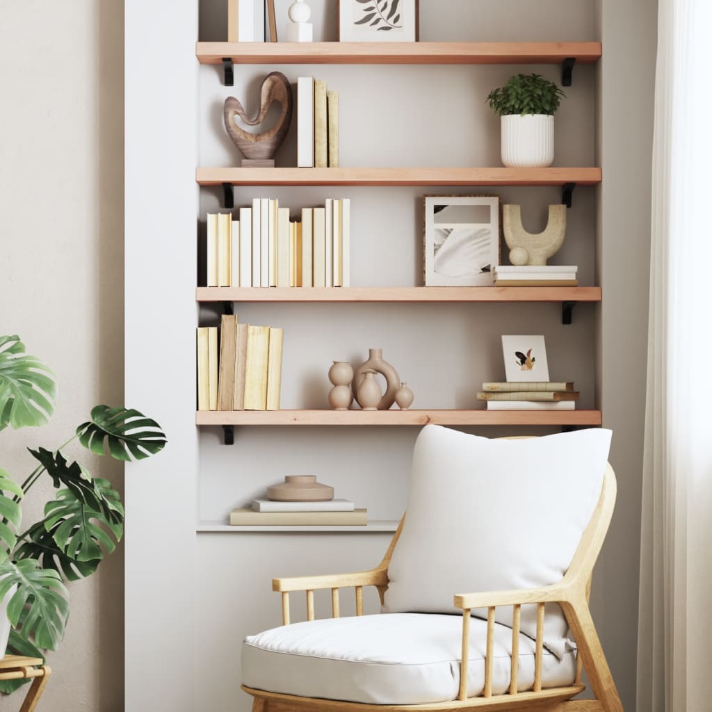 vidaXL Wall Shelf 80x20x4 cm Untreated Solid Wood Oak 3