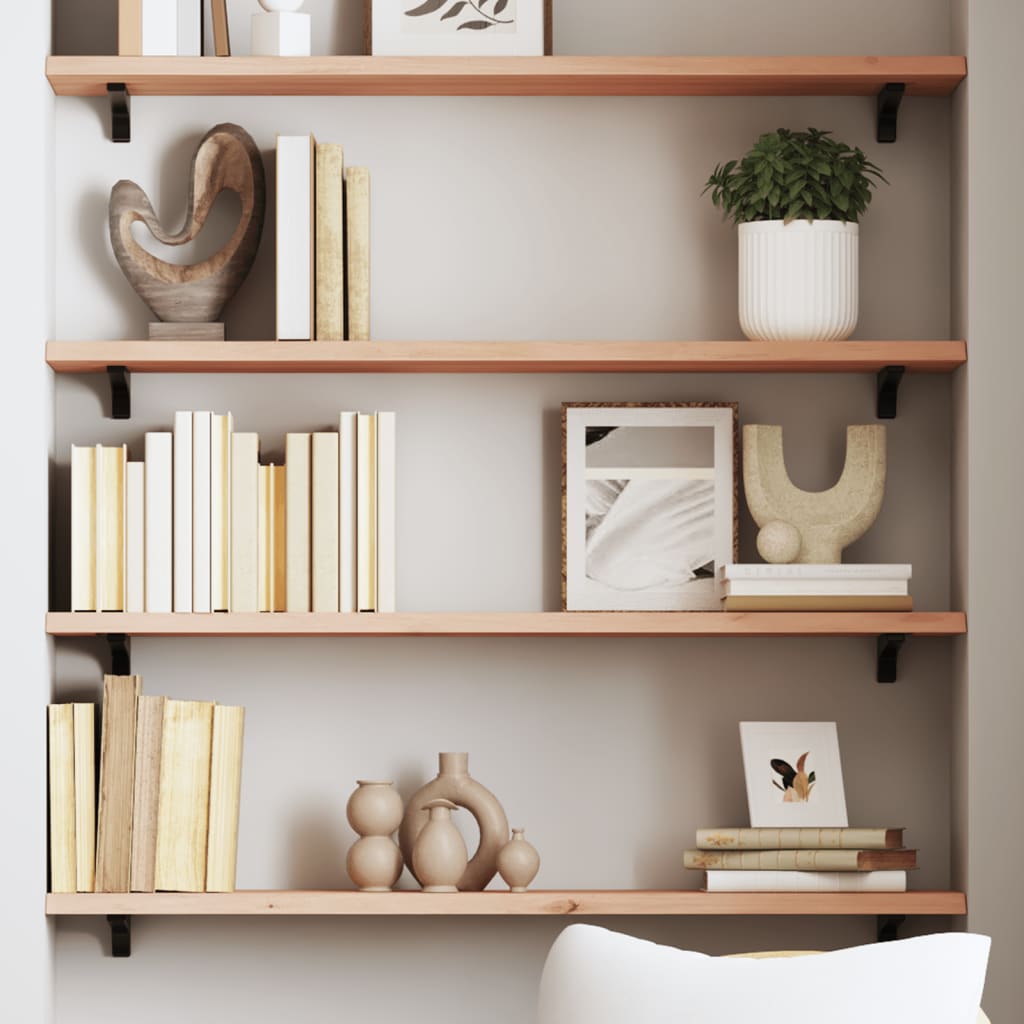 vidaXL Wall Shelf 100x20x2 cm Untreated Solid Wood Oak 1
