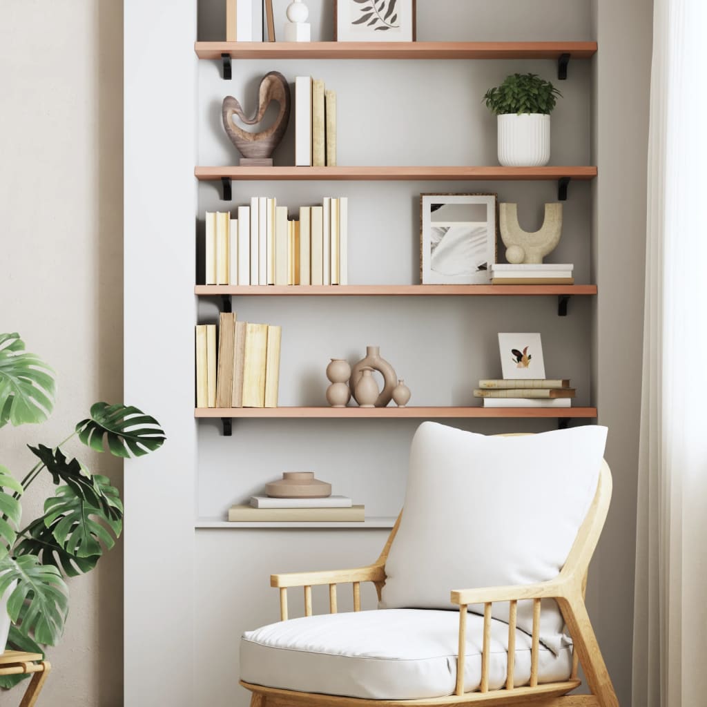 vidaXL Wall Shelf Light Brown 80x20x2 cm Treated Solid Wood Oak 3