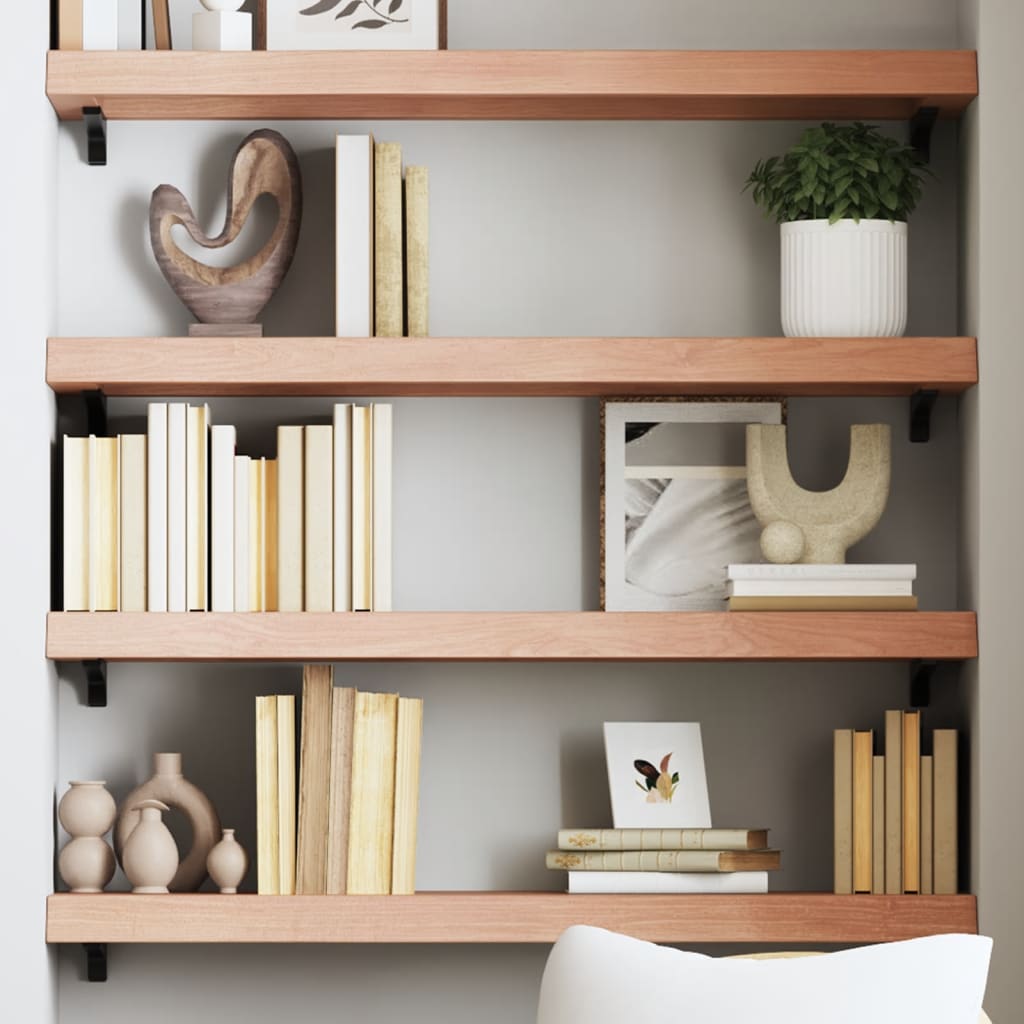 vidaXL Wall Shelf Light Brown 80x30x(2-6) cm Treated Solid Wood Oak 1