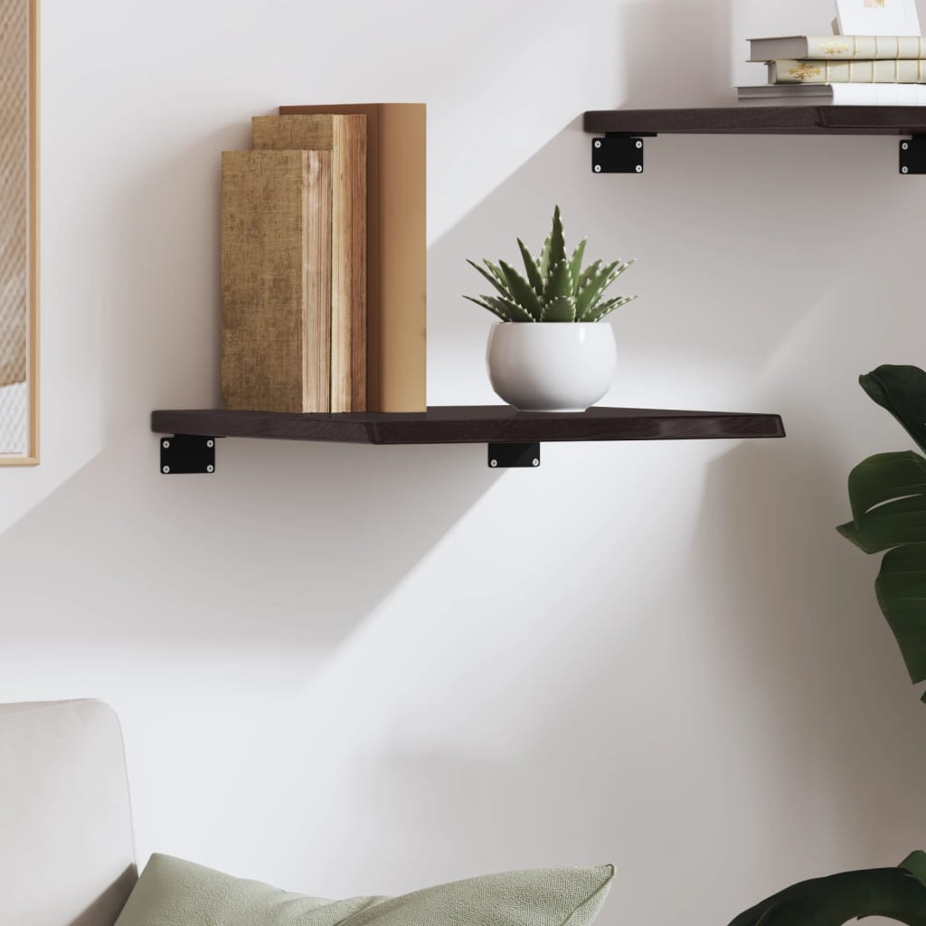 vidaXL Wall Shelf Dark Brown 40x40x2 cm Treated Solid Wood Oak 3