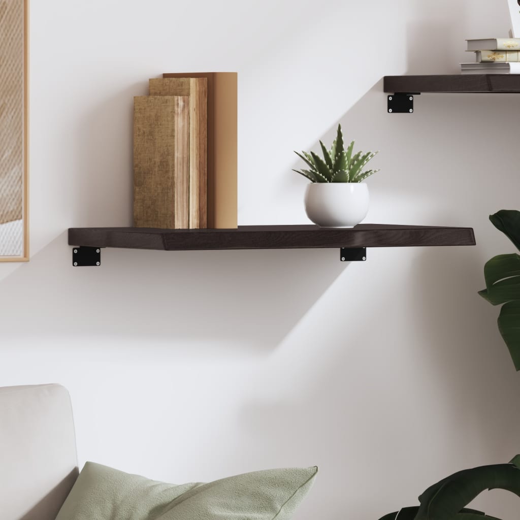 vidaXL Wall Shelf Dark Brown 60x40x(2-4) cm Treated Solid Wood Oak 3