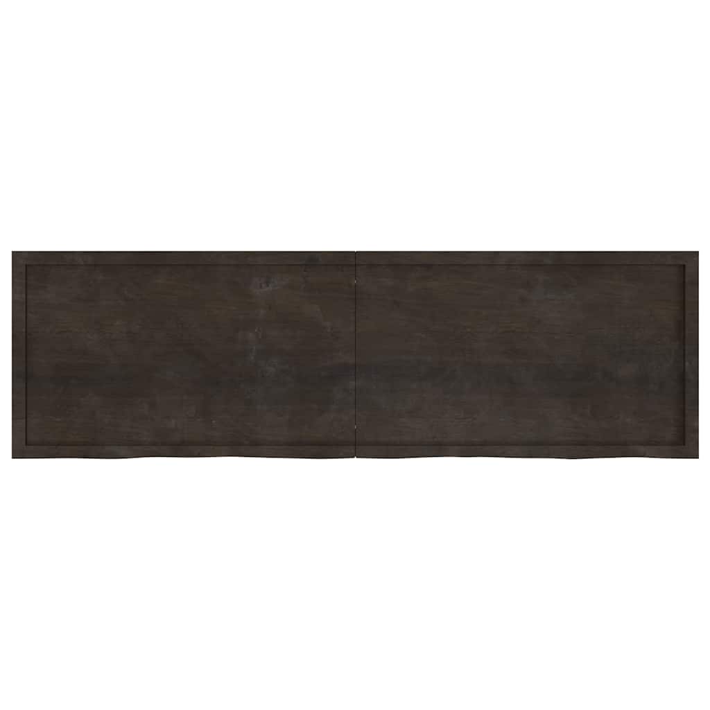 vidaXL Wall Shelf Dark Brown 200x60x(2-4) cm Treated Solid Wood Oak 2