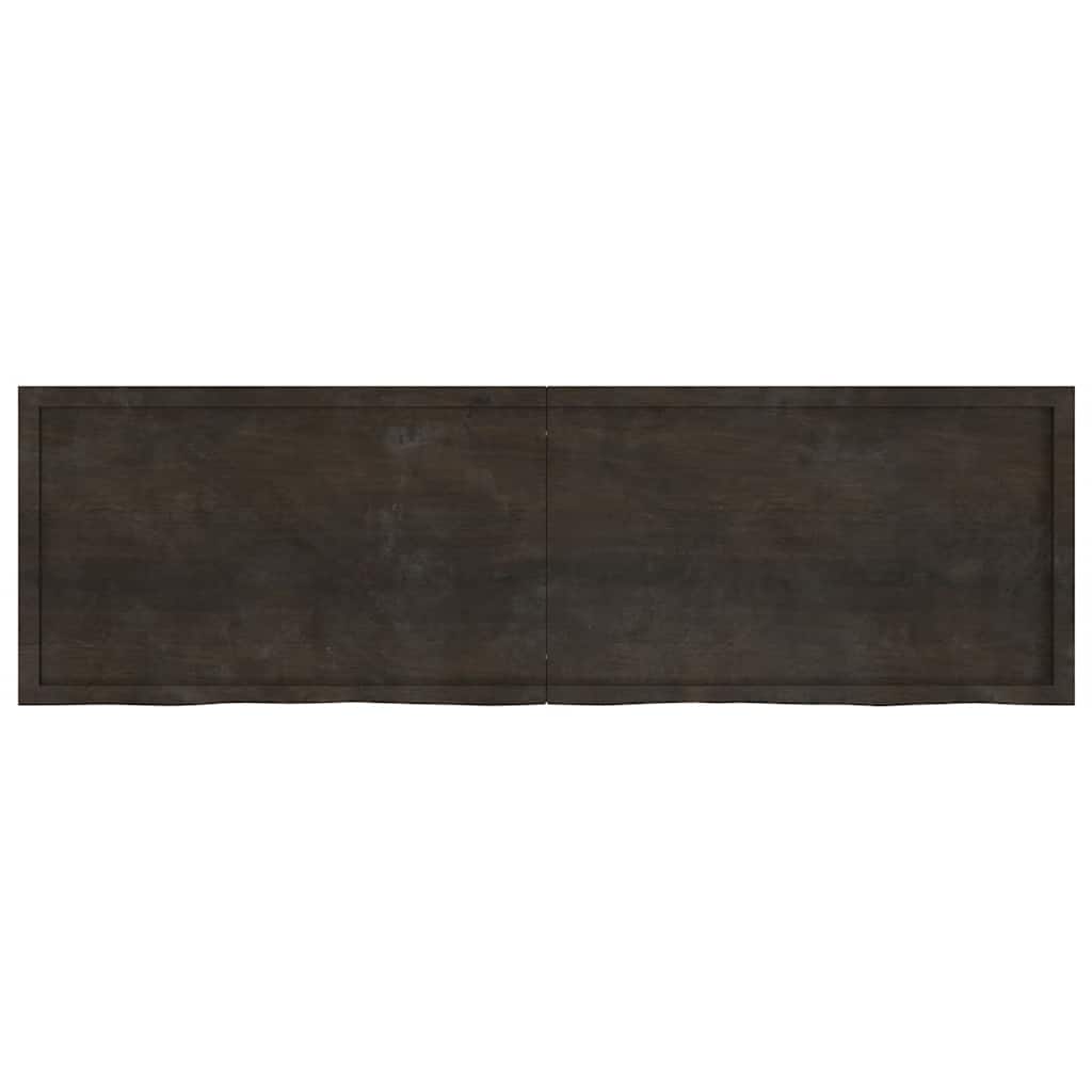 vidaXL Wall Shelf Dark Brown 200x60x(2-6) cm Treated Solid Wood Oak 2