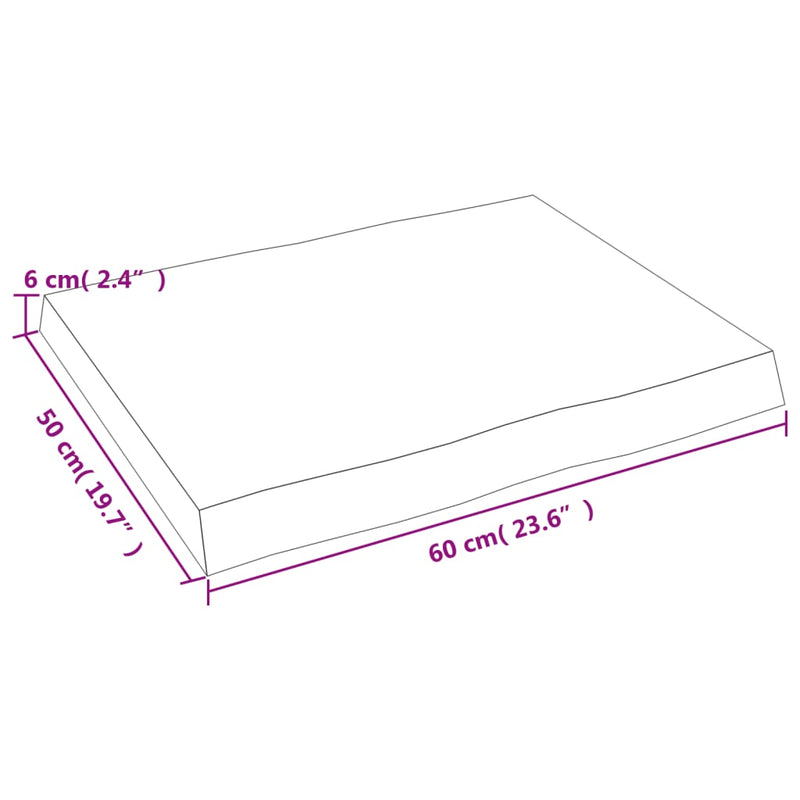 Table Top 60x50x(2-6) cm Untreated Solid Wood Live Edge