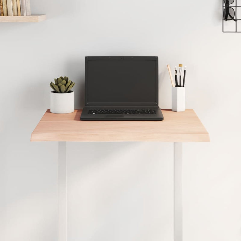 Table Top 60x60x2 cm Untreated Solid Wood Oak Live Edge