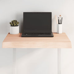 vidaXL Table Top Untreated Solid Wood Oak Live Edge Natural Depth 60 cm