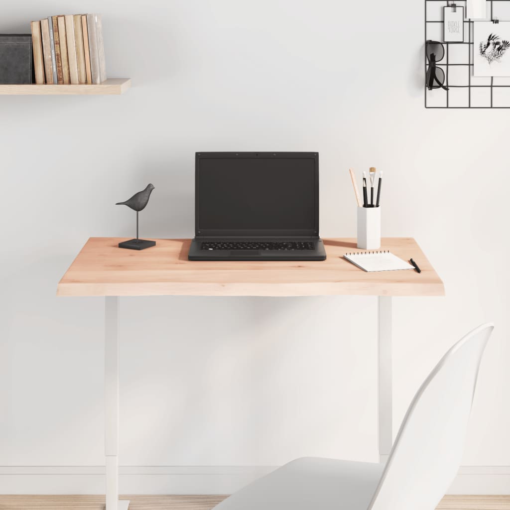 vidaXL Table Top 80x40x2 cm Untreated Solid Wood Oak Live Edge 3