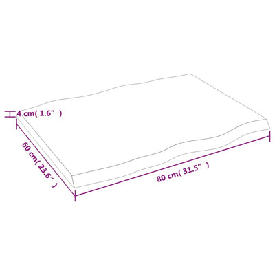 Table Top 80x60x(2-4) cm Untreated Solid Wood Live Edge