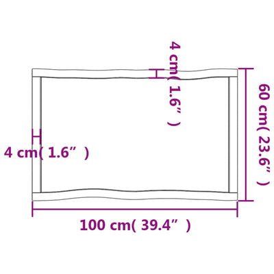 Table Top 100x60x(2-4) cm Untreated Solid Wood Live Edge