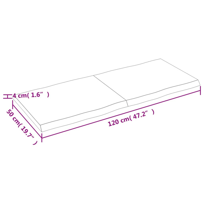 Table Top 120x50x(2-4) cm Untreated Solid Wood Live Edge